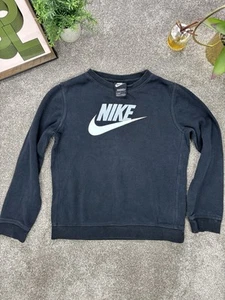Nike Sweatshirt Boys Large Black Jumper Streetwear Activewear Logo Sports Crew - Picture 1 of 7