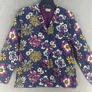 Vera Bradley Womens Colorful Top Floral 100% Cotton Button Up Sz L Shacket - Picture 1 of 10