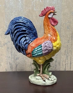 Vintage Vietri Ceramic Hand Painted Rooster Sculpture, Made in Italy 17" - Picture 1 of 6