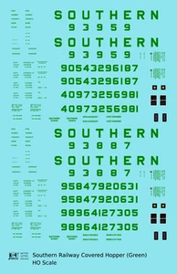 K4 HO Scale Decals Southern Railway Covered Hopper Green - Picture 1 of 3