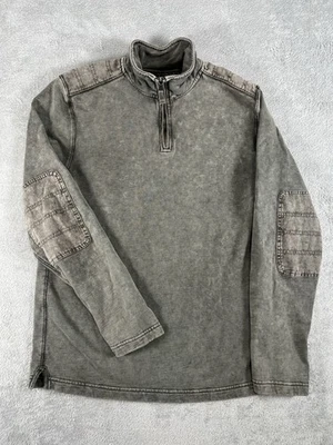 Aigle Sweater Mens Size medium 1/4 Zip Knit  Pullover Elbow Pads Heather Gray - Image 1 of 4