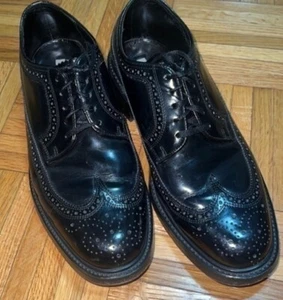 Florsheim Imperial Black Pebbled Leather Longwing Oxfords Men's 8.5 Vintage - Picture 1 of 4