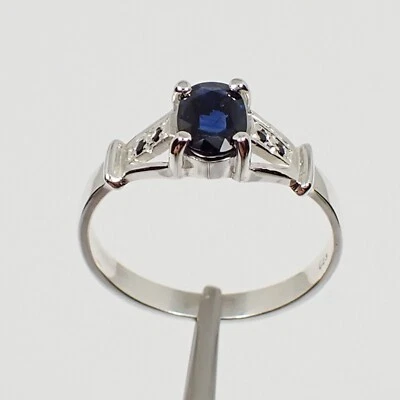 0.91ct Oval 7x5mm Fine Blue Australian Sapphire Ring Genuine 925 Sterling Silver Foto 1 de 4