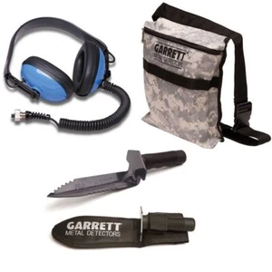 Detector de metales Garrett Edge excavadora, bolsa de hallazgos de camuflaje y auriculares impermeables - Imagen 1 de 5
