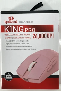 Redragon M916 PRO 3-Mode Wireless Gaming Mouse 49G Ultra-Light 26K DPI Pink NEW - Picture 1 of 7