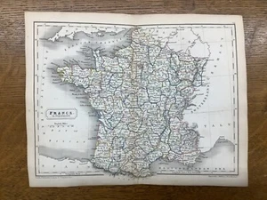 1842 Hand-Colored Atlas Map Of French Departments 8.25 x 10.5” - Picture 1 of 2