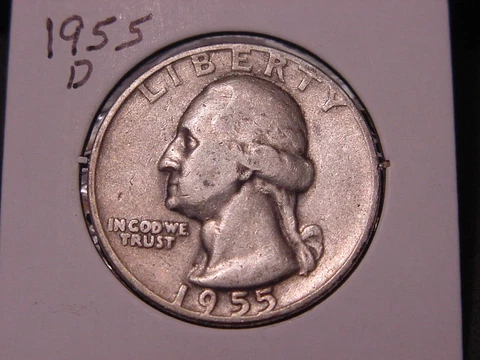 1955-D WASHINGTON QUARTER F VF NICE FREE SHIPPING Cover