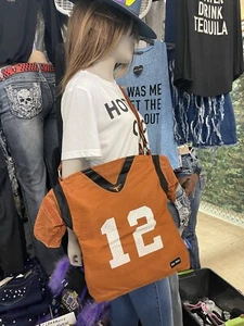 Texas Longhorns Jersey Purse Football Basketball Messenger Handbag 16”x14 Bag” - Picture 1 of 7