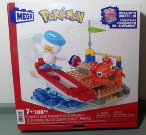 Mega Pokemon Quaxly & Paras Building Toy with Motion, Sea Splash, NEW - Picture 1 of 5
