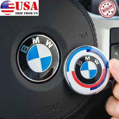 FOR 45MM 50th Anniversary Car Steering Wheel Emblem Badge M Series 1974-2015 - Image 1 of 4