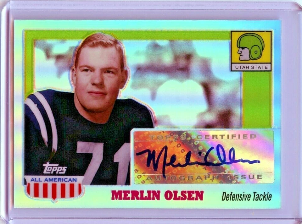 2005 TOPPS ALL AMERICAN MERLIN OLSEN CHROME REFRACTOR AUTOGRAPH /55 💎  - Image 1 of 1