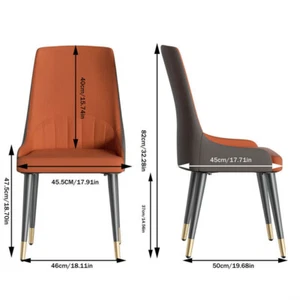 Dining Chairs Set of 2 Leather Padded Seat with Flat Back for Kitchen Restaurant - Picture 1 of 17