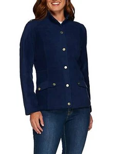 LIZ CLAIBORNE NEW YORK Size 4 Tailored Fleece Jacket w/ Quilting NAVY - Picture 1 of 3