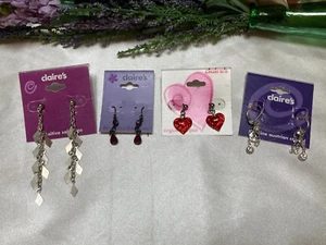 Vintage Fashion Claire's Drop Pierced Earrings Lot of 4 Pairs - Picture 1 of 10