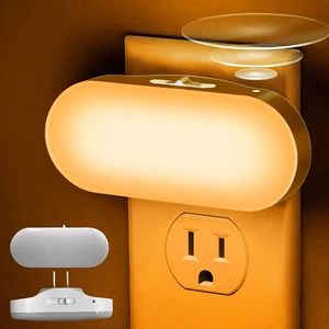 Amber Night Light, Auto On/Off, 0-100 LM Adjustable Brightness, Dimmable Plug in - Picture 1 of 12