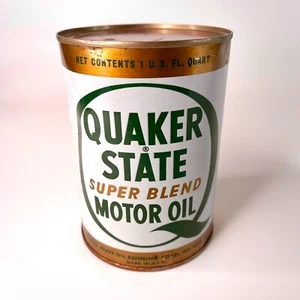 Vintage Quaker State Super Blend Motor Oil 1 QT Quart Tin Can - Full - Picture 1 of 6