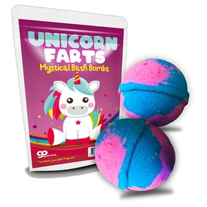 Unicorn Farts Bath Bombs - XL Pink and Blue Cotton Candy Bath Fizzers for Girls - Bild 1 von 3