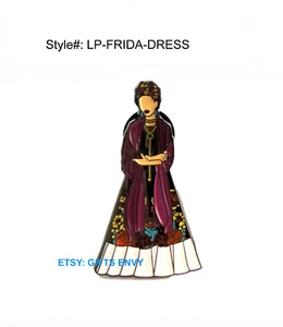 Frida Kahlo Lapel Pin, Frida Kahlo Mexican Artist Brooch Pin - Frida Long Dress - Picture 1 of 4