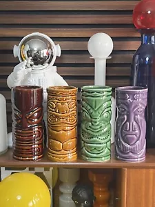 Vintage 1970’s Mid Century Tiki Bar Mug Set Of 4 Made In Japan Space Age Rare - Picture 1 of 15