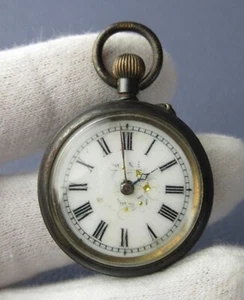 Antik Taschenuhr Zwiebelmuster Stahl Zifferblatt Politur Weiß Fine XIX Sec - Picture 1 of 10