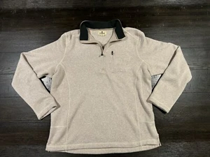 Woolrich Mens Sweater Beige Fleece 1/4 Zip Pullover Angler Oatmeal Size XL - Picture 1 of 6