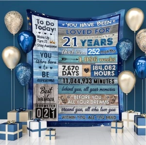 Happy 21st Birthday Throw Blanket Gift Idea for Men 60”x50” NEW / FREE SHIPPING - Picture 1 of 7
