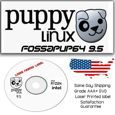 Puppy Linux 9.5 Live/Installer DVD - Perfect for Older 64-bit PCs! Same DayUSA!! - Image 1 of 4