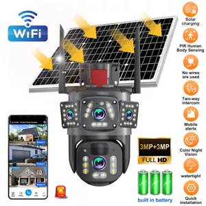 Wireless Security Camera Dual Lens Solar Battery Outdoor CCTV Alarm Night PIR - Picture 1 of 12