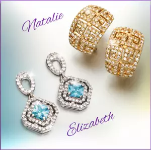 DOS PENDIENTES FANTASTICOS DE ORO Y CRISTAL BLANCO Y AZUL ESTILO Y BUEN GUSTO - Foto 1 di 4