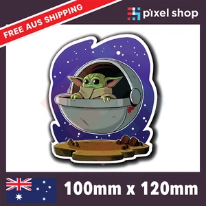 Baby Yoda in the Crib Sticker Decal Cute Nightscape Sticker 4wd 4x4 Star car ute - Picture 1 of 3