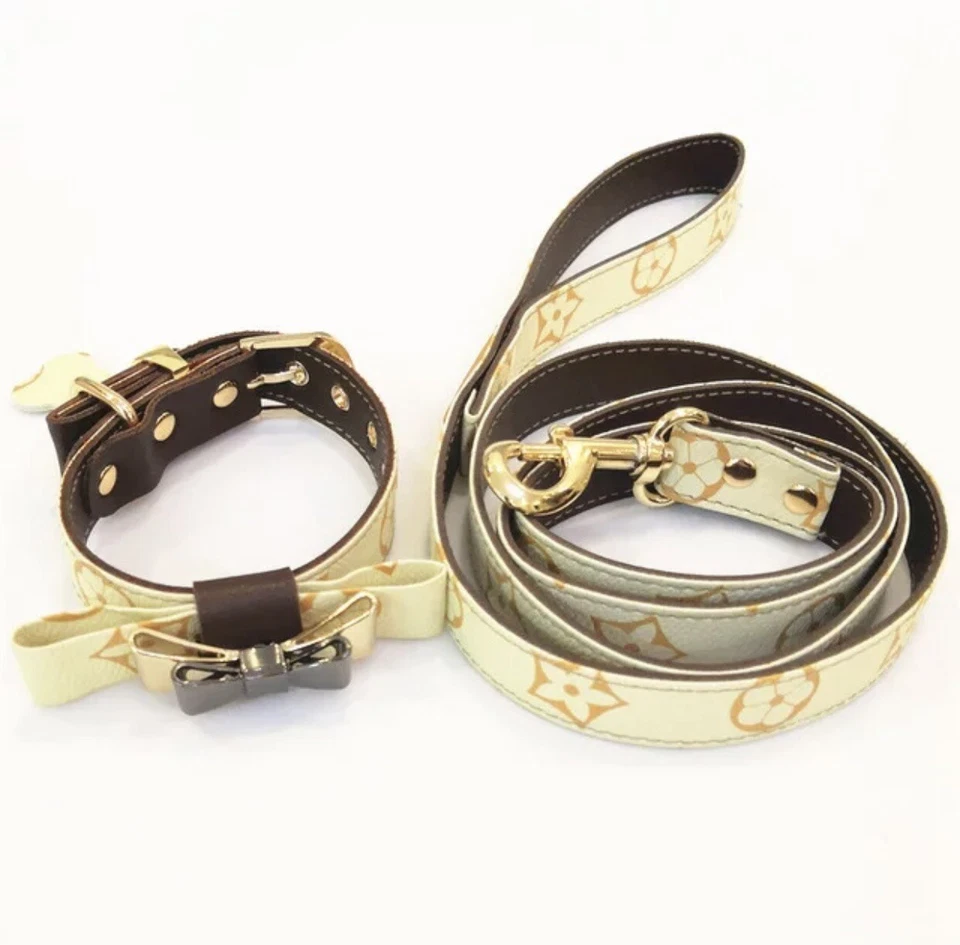 Juego de correas a juego de collar de perro cachorro clásico de lujo marca de moda talla XL Foto 1 de 4