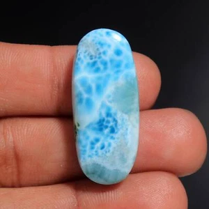 Natural Larimar Cabochon Oval Shape Loose Gemstone Big Size 34x14x7mm 37Cts - Picture 1 of 3