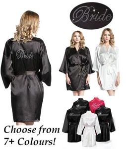 Ladies Satin Bridal Wedding Robe Bridesmaid Party Kimono Dressing Gown - Picture 1 of 10