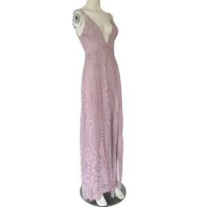 Tobi Kleid XS Swoon Over You Spitze Blush Rose Spitze Plunge hoher Schlitz Maxi MÄNGEL - Bild 1 von 24