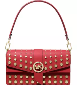 New Michael Kors Greenwich Convertible Leather Shoulder Bag crimson red bag - Picture 1 of 3