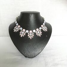 Necklace Collar Silver Tone Pink & Grey Opalescent Stones Rhinestones & Gift Bag
