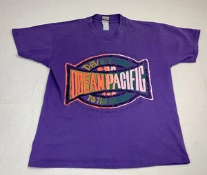 Vintage 90s OP Ocean Pacific T-Shirt Purple Beach Surf Single Stitch - Picture 1 of 7
