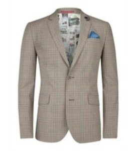 Neu ohne Etikett Ted Baker brauner Sport-Blazer mit 2 Knöpfen braun kariert Größe 3 - Bild 1 von 3