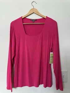 Kate & Mallory Damen Medium Rosa Langarm Quadratischer Ausschnitt Shirt Top Bluse - Bild 1 von 6