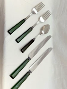 Bakelite  Green  5 Pieces  Vintage Sharp Cutter Royal Brand  Flatware - Picture 1 of 4