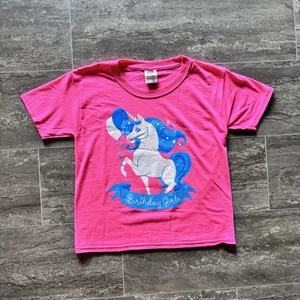 UNICORN Birthday T shirt Girls Size S Pink Birthday Girl Graphic T - Picture 1 of 7