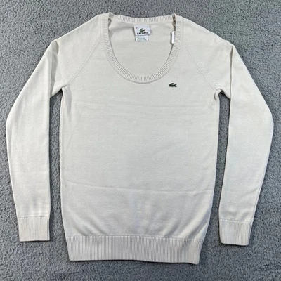 Lacoste Women's Cream Cotton Scoop Neck Sweater Size M(US) / 8(EU) VTG NWT - Image 1 of 4