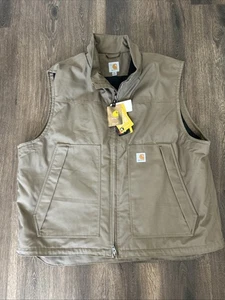 Carhartt Mens Brown Full-Zip Vest 101494 022 Jefferson Quick Duck 3XL NEW TAGS - Picture 1 of 7