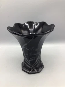 Vintage Rex Madri Gras 1917 Vase schwarzer Amethyst New Orleans Silberüberfang 6". - Bild 1 von 9