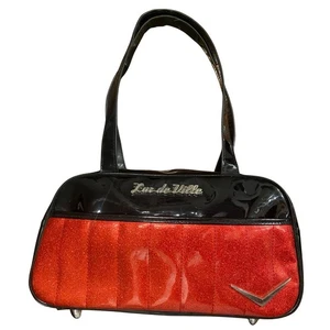 Vintage Lux de Ville Red Sparkle & Black Gloss Cruiser Tote - Picture 1 of 5