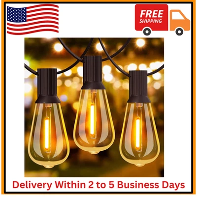 60' Outdoor String Lights LED Waterproof Shatterproof Vintage Bulbs Patio Gazebo - Image 1 of 4