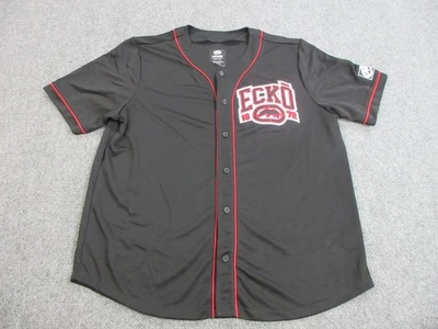 Ecko Unltd Shirt Mens 2XL Black Red Baseball Jersey Button Front Rhino 1972 - Image 1 of 4