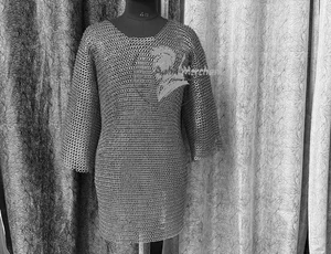 Cota de malla Hauberk - Acero inoxidable remachado de 9 mm | Túnica armadura medieval | Handma - Imagen 1 de 5