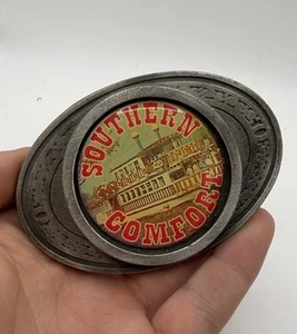 Vintage Southern Comfort Emblem Silber Stahl Gürtelschnalle - 1997 - Bild 1 von 2