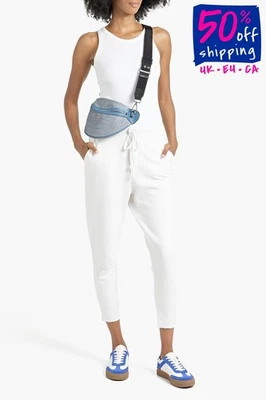 PVP €206 NILI LOTAN Pantalones de Sudadera Talla M Elastizados Tiro Medio Recortados Hechos en EE. UU. Foto 1 de 4